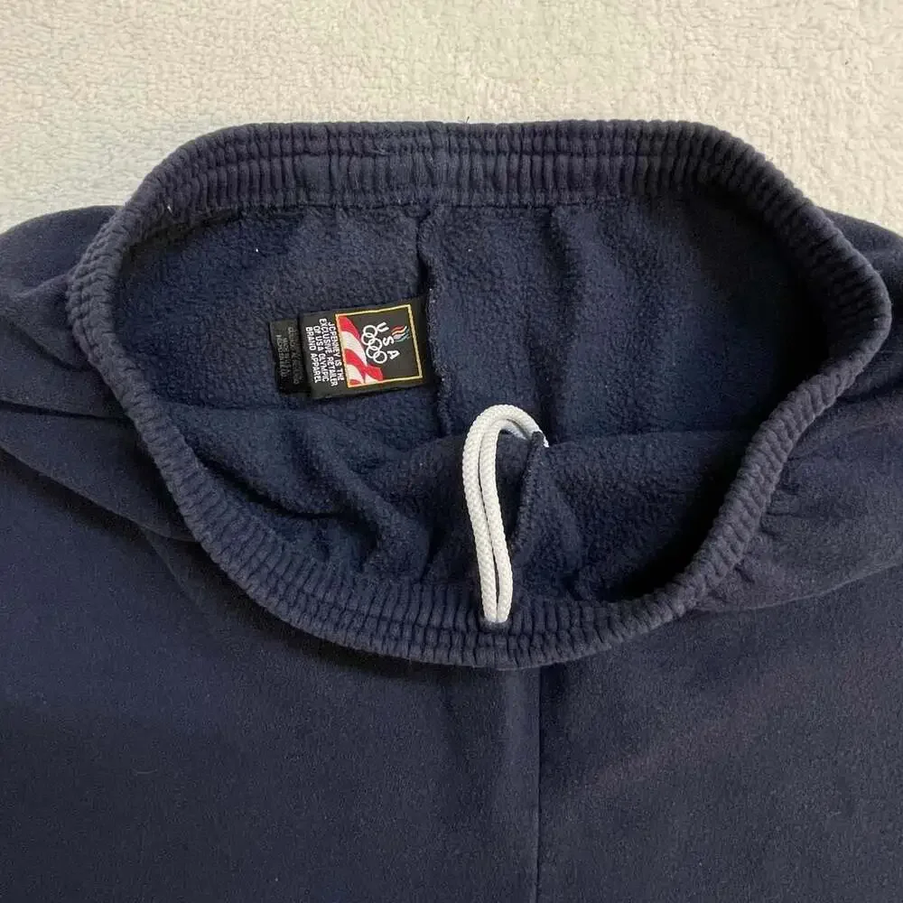 USA Olympic Vintage 90s Embroidered Sweatpants Navy Blue Drawstring Made in USA